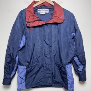 VTG 90s Columbia‎ Women Jacket Small Blue Maroon Colorblock Gorp Windbreaker